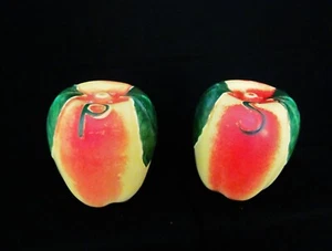 Apple Salt & Pepper Shakers Ceramic w/ Cork Plugs - Picture 1 of 4