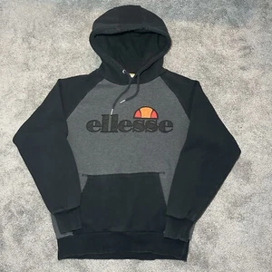 Ellesse Hoodie Mens Size XL Black Grey Sweatshirt Spellout - Picture 1 of 10