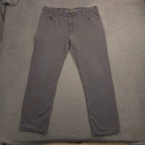 Carhartt Work Pants Mens 40x32 Relaxed Fit Gray Utility Canvas Stretch Carpenter - Picture 1 of 11