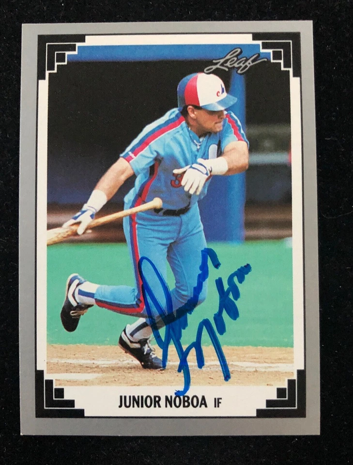 JUNIOR NOBOA 1991 LEAF AUTOGRAPHED SIGNED AUTO BASEBALL CARD 255 EXPOS - Image 1 of 1
