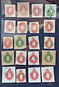 PRE-STAMPED EMBOSSED CUT OUTS incl some POST MARKS - Foto 1 di 1