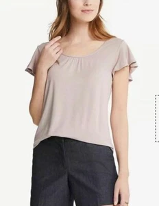 NEW ANN TAYLOR Pink Flutter Sleeve Shirt Top Rayon Blouse Stretch 4 SMALL S $40 - Picture 1 of 5