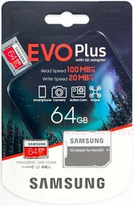 SAMSUNG EVO Plus micro SD 64GB SDXC Memory Card Dash Action U1 GoPro Phone 100Ms - Picture 1 of 2
