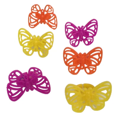 5 塑料蝴蝶戒指派对礼物嬉皮士彩虹服装珠宝黄色橙色 — 第 1/4 张图片