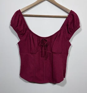 Top coqueta babydoll no boundaries para mujer talla L hada renacentista borgoña - Imagen 1 de 5