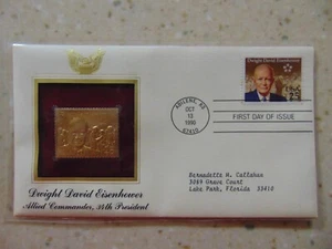 Goldene Repliken von Briefmarken USA 22k Gold - Dwight Eisenhower - Bild 1 von 3