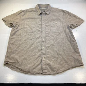 LUCKY BRAND LOS ANGELES Linen Blend BUTTON FRONT SHIRT Mens XL Brown  - Picture 1 of 4
