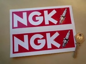 NGK 6" Par Oblongo Años 90 Superbike PEGATINAS GP F1 WSB Bicicleta Motocicleta Coche Carreras - Imagen 1 de 1