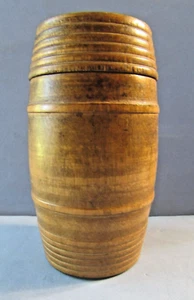 SMALL VINTAGE TREENWARE TURNED WOODEN BARREL - Picture 1 of 2