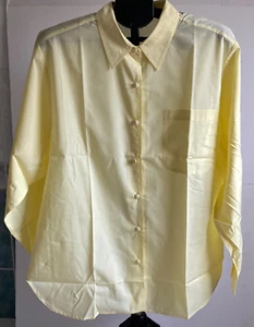 DAMART LONG SLEEVED BLOUSE SIZE 24 (UK) LEMON YELLOW CHEST POCKET SUMMER *NEW* - Picture 1 of 7