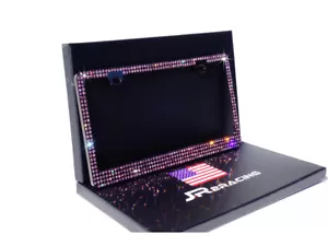 Lujo 4 FILAS Cristal Púrpura Incrustado Negro Metal Placa Marco-PB-CAJA DE REGALO - Imagen 1 de 4