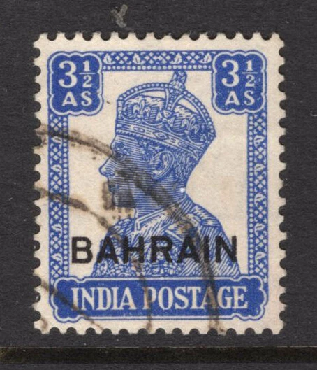 M23063 Bahrein 1942-45 SG46 KGVI: 31/2a azul brillante. FU, Cat £28 Foto 1 de 1