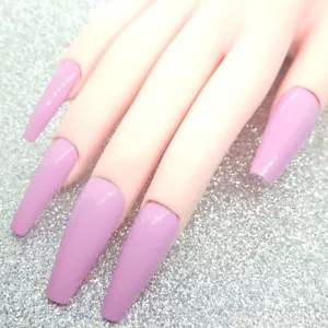Weiches rosa einfarbiges langes Ballerina-Nagelset Aufpressen Nägel handgefertigt hartes Gel - Bild 1 von 9