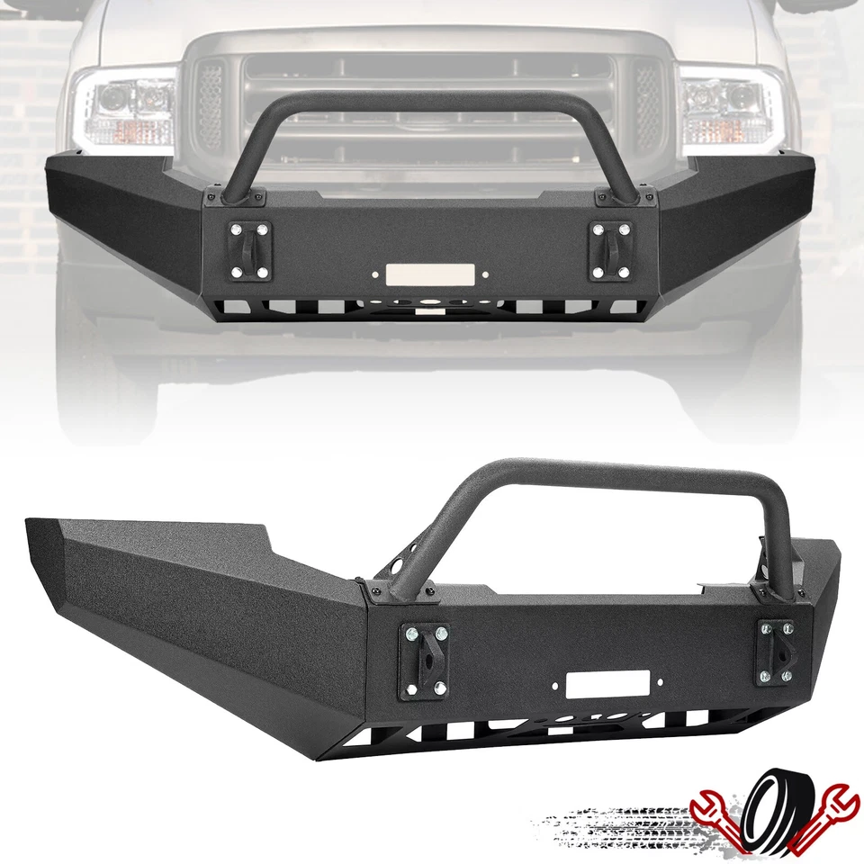 Black Steel Front Bumper Assembly For Ford F-250 F-350 Super Duty 1999-2004 - Изображение 1 из 4
