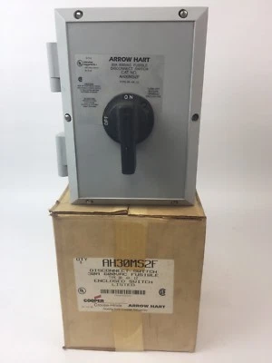 ARROW HART AH30MS2F DISCONNECT SWITCH 30A 600VAC FUSIBLE TYPE 3T,4X,12 ENCLOSED - Image 1 of 4