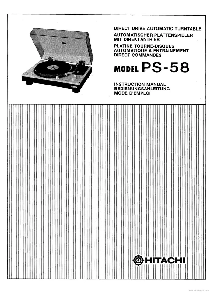 Bedienungsanleitung-Operating Istruzioni per hitachi PS-58 - Immagine 1 di 1