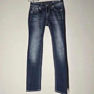 Miss Me Girls Size 14 Jeans Bling Bejeweled Rhinestones Skinny Western - Picture 1 of 9