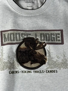 Felpa Vintage Y2K Croft & Barrow Moose Lodge Taglia L Grigio Campeggio Girocollo - Foto 1 di 9