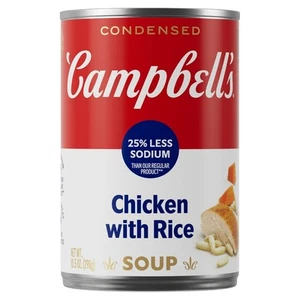 Sopa condensada de pollo y arroz Campbell’s 25 % menos sodio, lata de 10,5 oz - Imagen 1 de 7