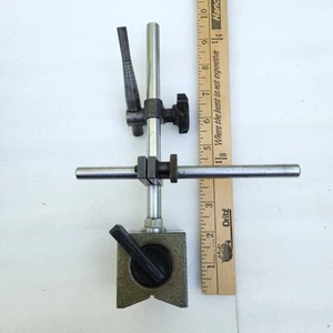 Mitutoyo Magnetic Base Indicator Holder With 2 Attachments. Machinest Tool.  - Picture 1 of 18