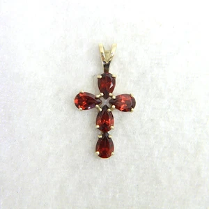 Colgante Cruz Granate Oro 9ct - Imagen 1 de 6