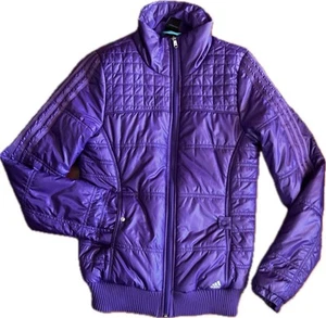 Adidas Women's S Full Zip Casual Outdoor Puffer Bomber Jacket Purple RARE EUC - Picture 1 of 12