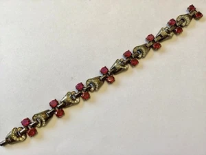 VINTAGE KRONE TRIFARI SIGNIERT STERLINGSILBER PAVE SWIRL MIT RUBIN ARMBAND - Bild 1 von 2