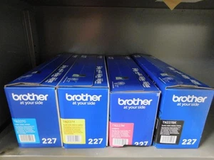Genuine OEM BROTHER TN227 COLOR Toner Set-- New in Damaged Boxes -- Set of 4 - Picture 1 of 4