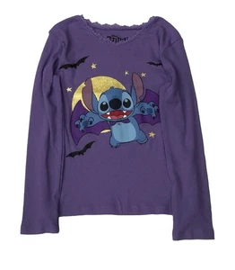 Disney Stitch Niñas Larga Púrpura Vampiro Halloween Camiseta Camiseta Talla L 10/12 - Imagen 1 de 2