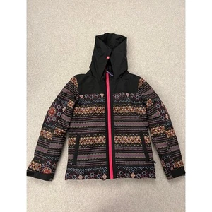 Roxy Dry Flight Delski Jacket Hoodie Girls Large Insulated Snowflakes Multicolor - Picture 1 of 24