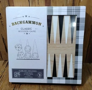 Backgammon Classic Wooden Game Set 1 Board 2 Dice 30 Pieces New Sealed RMS Int - Picture 1 of 4