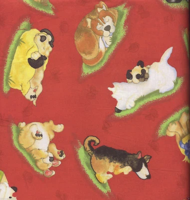 Tela de edredón Puppy Dreams roja SSI - patio Foto 1 de 2