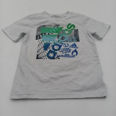 Adidas Shirt Boys Size 6 White Three Stripe Life Graphic Tee - Image 1 of 4
