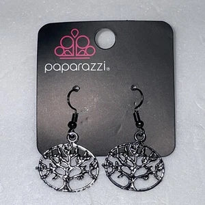 Paparazzi Jewelry Life Tree Gunmetal Dream Fish Hook Earrings - Picture 1 of 4