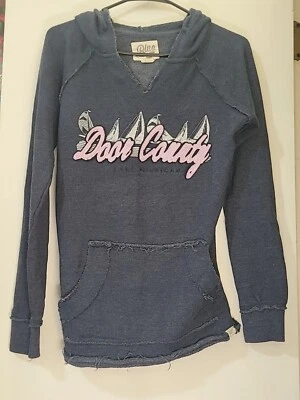 Синий 84 розовый и серый двери округа Висконсин женщин маленький пуловер свитер с капюшоном - Изображение 1 из 4