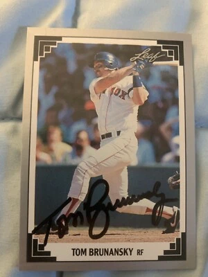 Tom Brunansky 1991 autographed Leaf baseball card.   #164 - Image 1 of 2