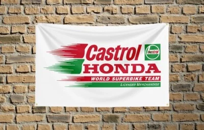 Castrol Honda Racing Motor Oil Flag 3x5 FT Banner Garage Man Cave Wall Decore - Image 1 of 2