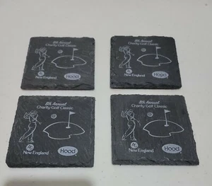 Set of 4 Slate Stone Coasters for Hood Annual Charity Golf Classic AG New Eng. - Picture 1 of 3