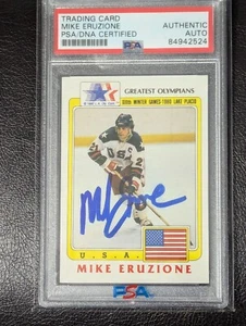 Mike Erzione Autografo PSA DNA Firmato Vintage 1983 Topps Card Miracolo sul Ghiaccio - Foto 1 di 2
