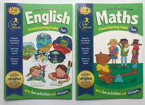 KS2 Leap ahead English & Maths Home Learning Workbook With Stickers Ages 7-8 New - Picture 1 of 5