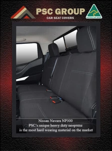 REAR PREMIUM NEOPRENE WATERPROOF CAR SEAT + HEADREST COVERS - 100% FIT NAVARA - Bild 1 von 7