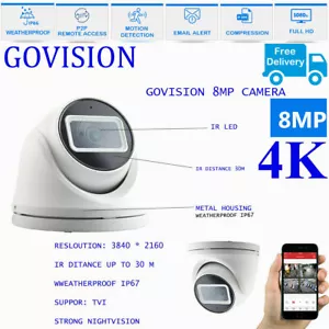 GOVISION 8MP ULTRA HD CCTV KAMERA 60M NACHTSICHT DOME 4K SICHERHEIT IP66 KAMERA - Bild 1 von 2