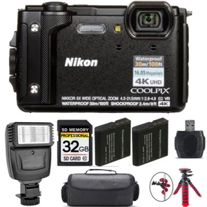 Nikon COOLPIX W300 Camera (Black) + Extra Battery + Flash - 32GB Kit - Picture 1 of 5