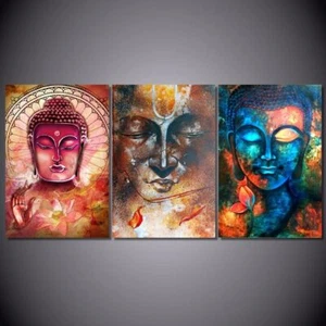 Buddha Trinity Buddhism Canvas Prints Painting Wall Art Home Decor Picture 3PCS - Picture 1 of 4