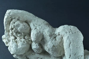 Antique Statue Sculpture IN Plaster Cast Workshop Study Nude Female Lay Nursing - Picture 1 of 10