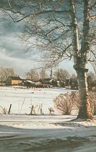 THE MORNING SUN SHINES ON SMALL NEW ENGLAND VILLAGE IN WINTERTIME.VTG PC*P79 - Picture 1 of 2