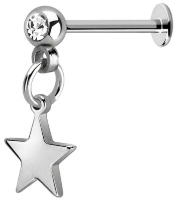 Orecchio Piercing Gioiello Lobo Helix Spina con Pietra E Stern Pendente 6-10mm L - Immagine 1 di 3