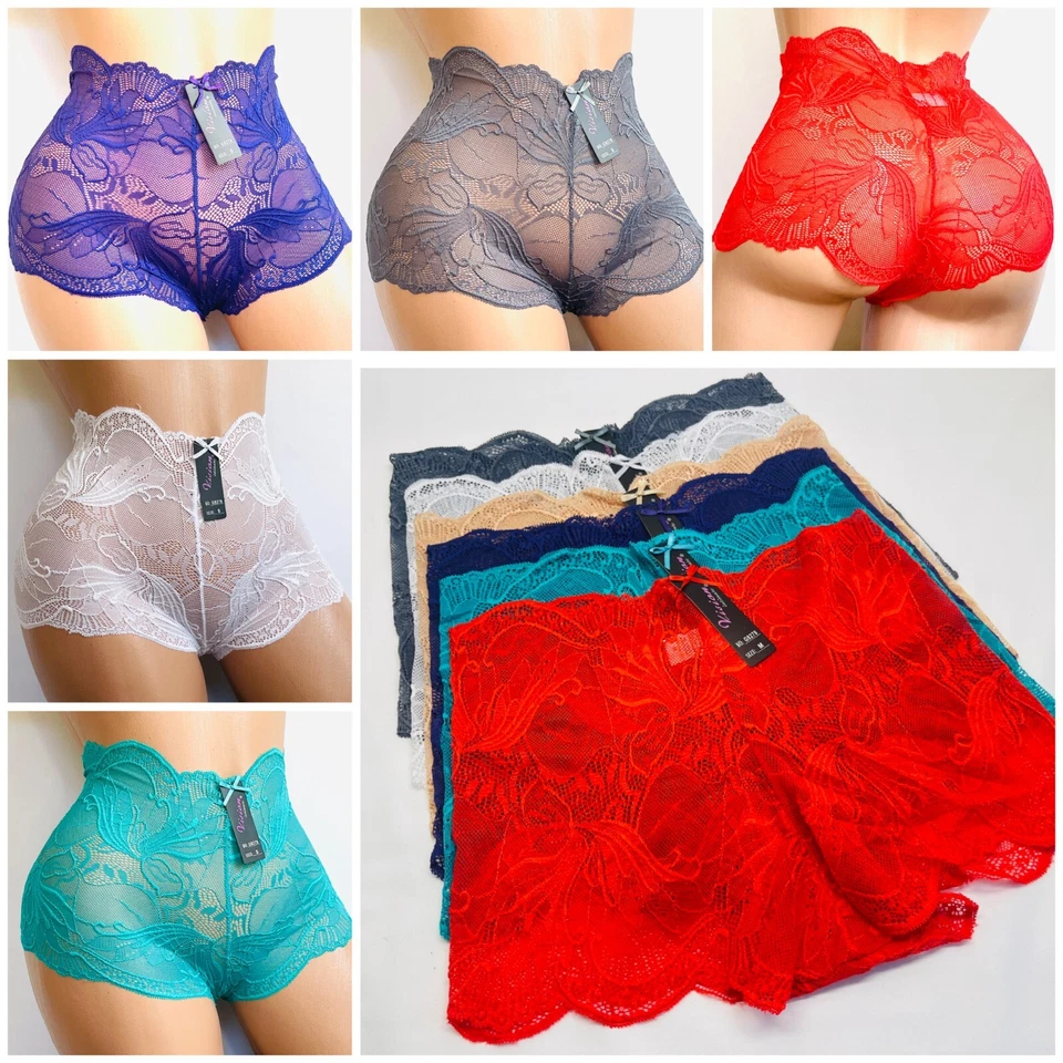 Lote de 3/6 calzoncillos boxer cortos cintura alta para mujer 78 S-4XL Foto 1 de 4