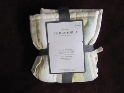 THRESHOLD Almohada Estándar Pick Stitch Rayas Tonos Tierra Falsos 100% Algodón ¡NUEVO CON ETIQUETAS! Foto 1 de 4