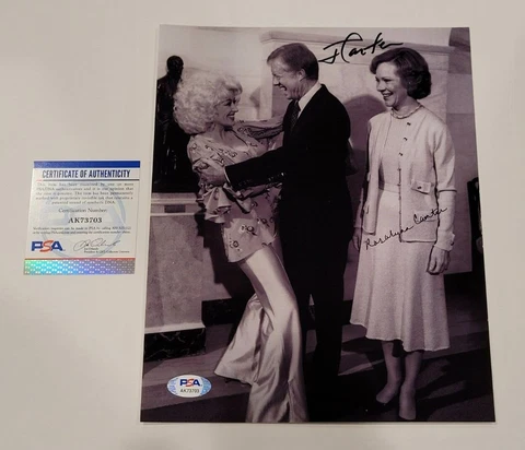 Rare JIMMY & ROSALYNN CARTER Signed 8X10 Photograph-with DOLLY PARTON-PSA Cover